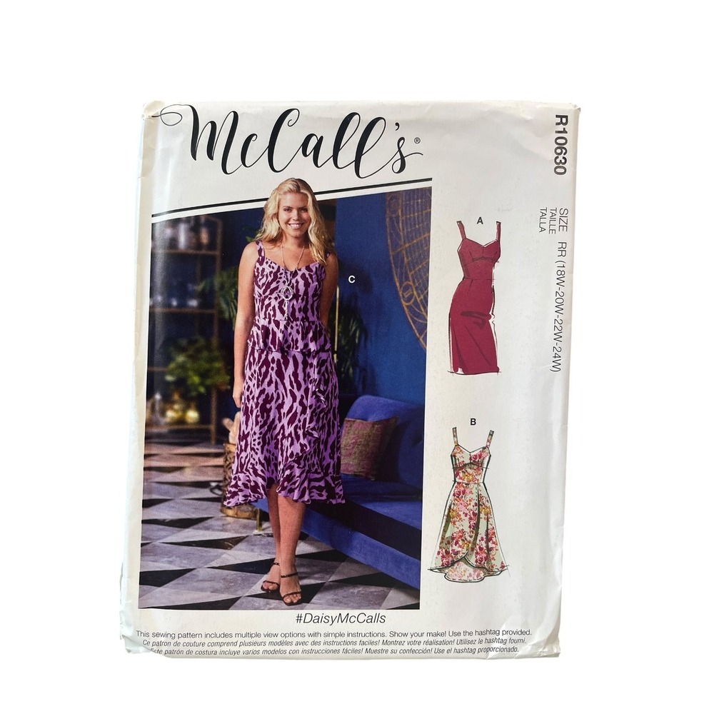 McCall's Sewing Pattern Women 18W-24W White R10630 Dress Ruffle Sundress